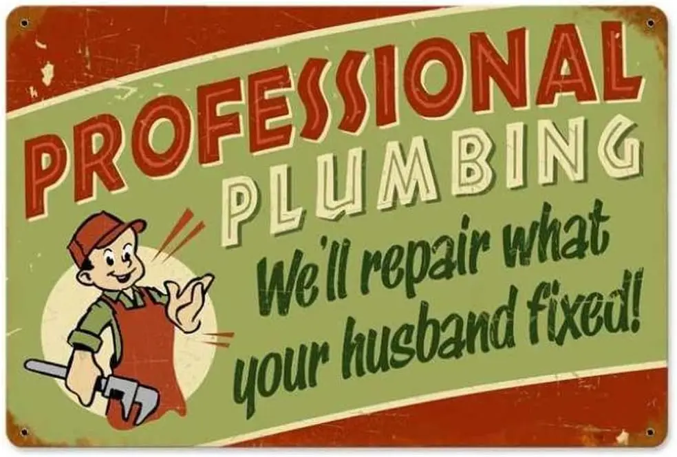 Losea Retro Professional Plumbing Vintage Metal Sign Garage Signs for Home Decor Tin Art Decor, es