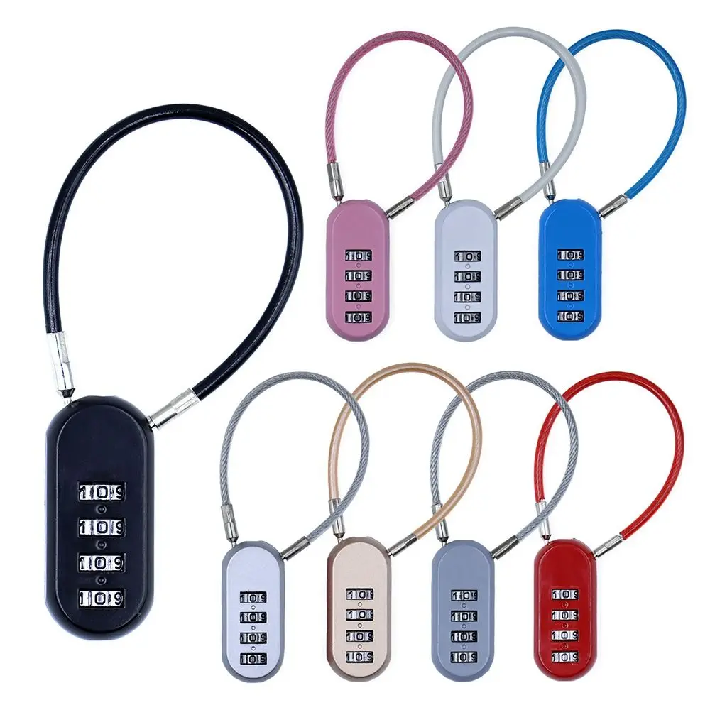 Zinc alloy 4 Digit Password Lock Wire Rope Anti-theft Backpack Zipper Lock Padlock Luggage Combination Lock for Home&Travel