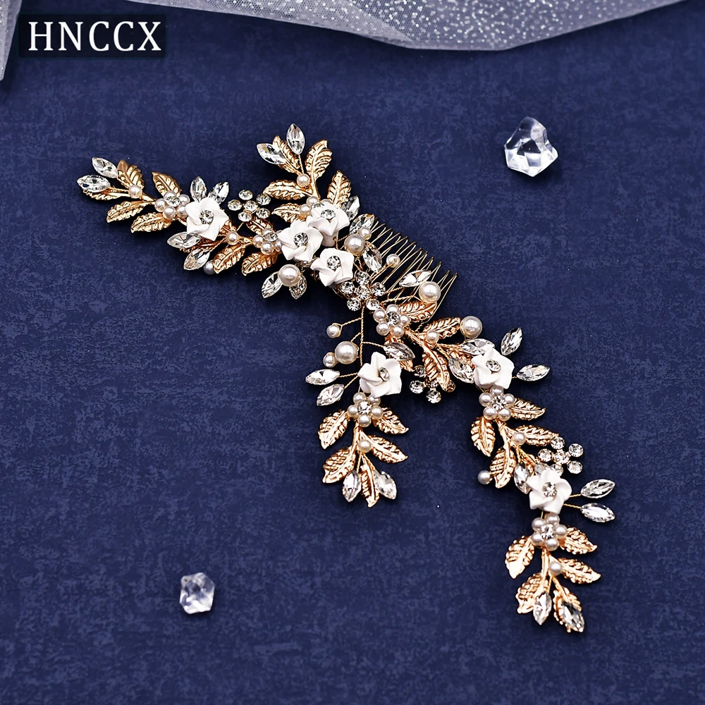 

HNCCX Bridal Hair Accessories Handmade Soft Clay Flower Hair Combs Wedding Headpiece Handmade Fashion Women Hair Ornament CP368