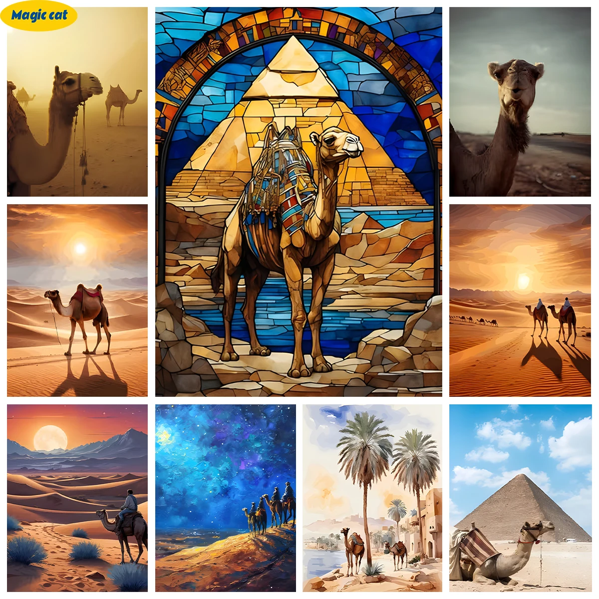 

Camel DIY AB Diamond Embroidery Desert landscape 5D Diamond Painting Rhinestone Cross Stitch Bedroom Living Room Wall Decor Gift