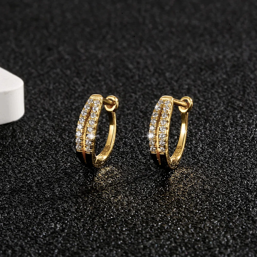 

EUREKA Fashion Trendy Classic s925 Silver Design Luxury Double Row Earring For Women Accessories Jewelry