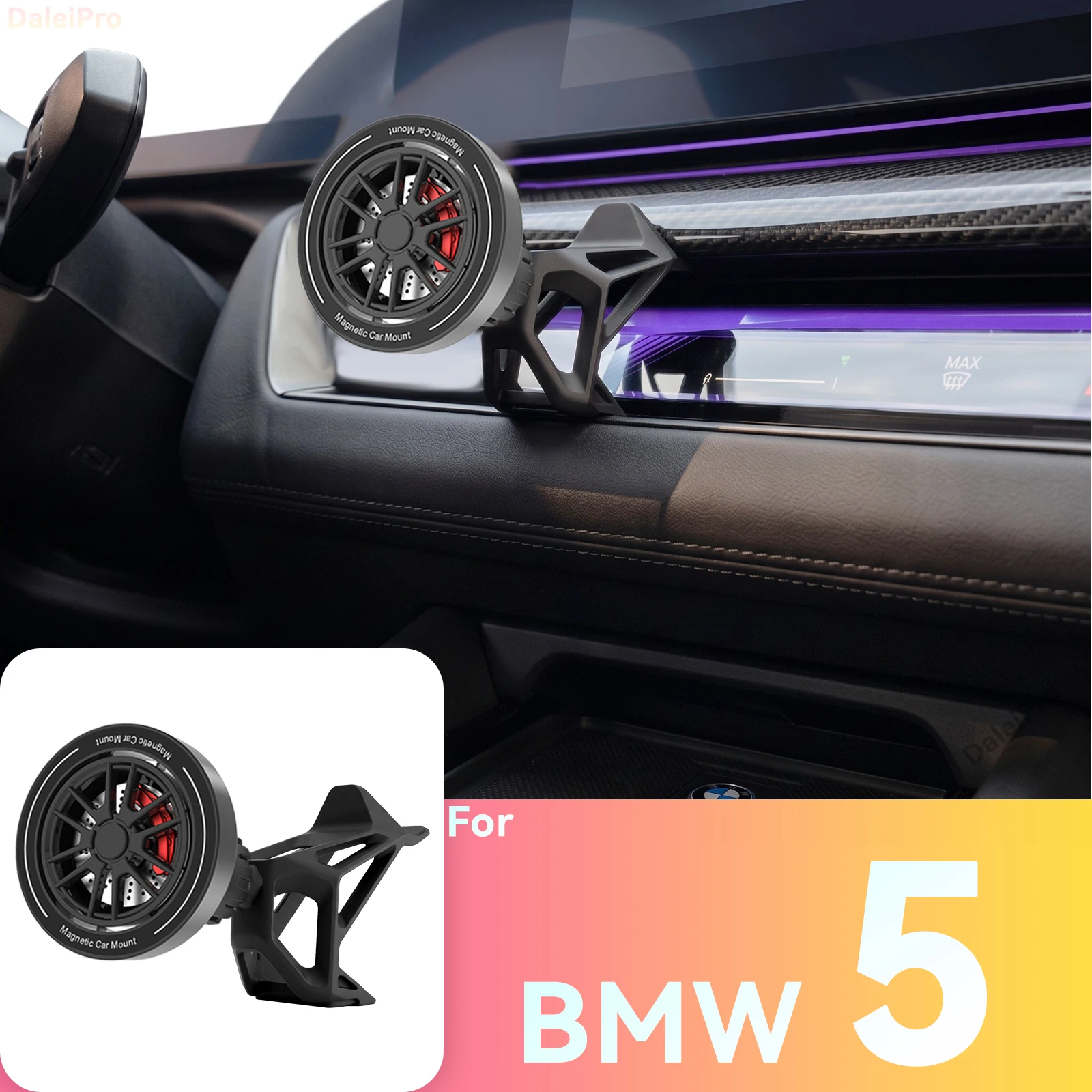Für BMW 5er G60 2024 2025 2026 Handyhalterung mit Luftstrom-Kühlung 360° Autotelefonhalter ° Drehbare Telefonhalterung Zubehör für BMW i5 – Detail 1