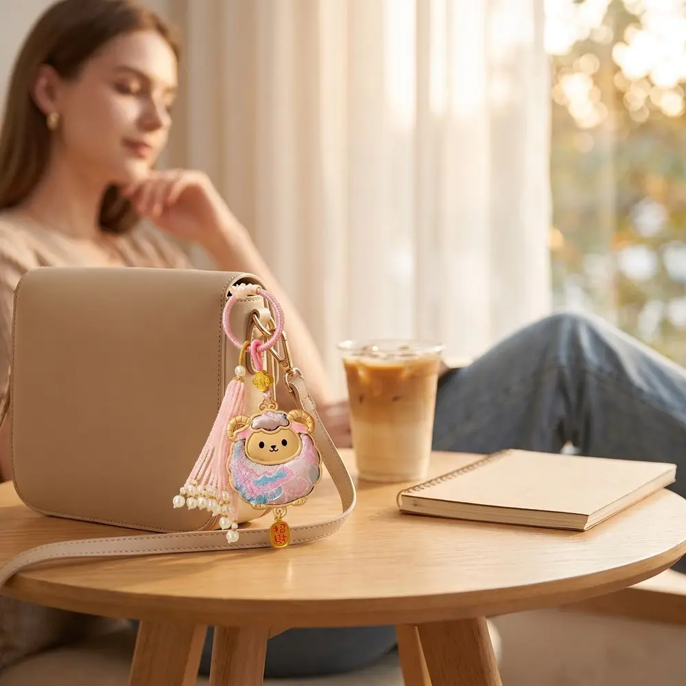 Imitation Song Brocade Year of the Sheep Prayer Pendant with Tassel Chinese Style Sheep Pendant Cartoon Animal Traditional