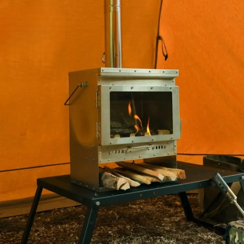 Keep Warm Stainless Steel Fireplace Convenient Portable Outdoor Tent Stove Rainproof Safe Multifunctional Camp Cooking Supplies
