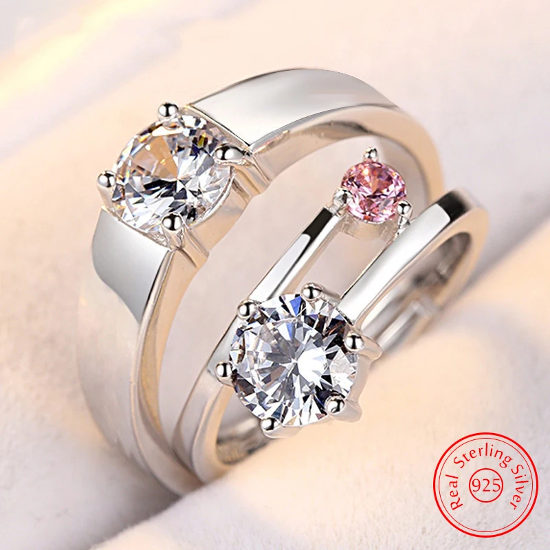 Real 925 Stelring Silver Woman's New Jewelry Crystal Zircon Couple Ring For Man XY0388