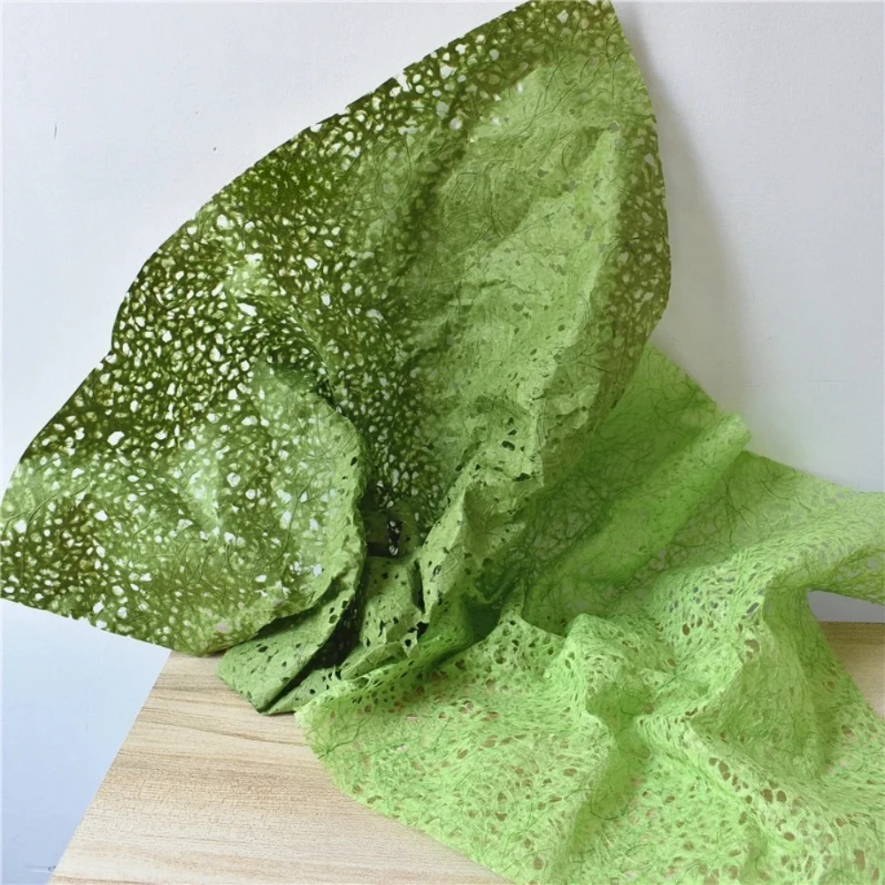 

Turquoise Green Sparse Hollowed Out Holes Mesh Fabric Linen Composite Paper Disordered Wedding Decoration Creative Apparel Cloth