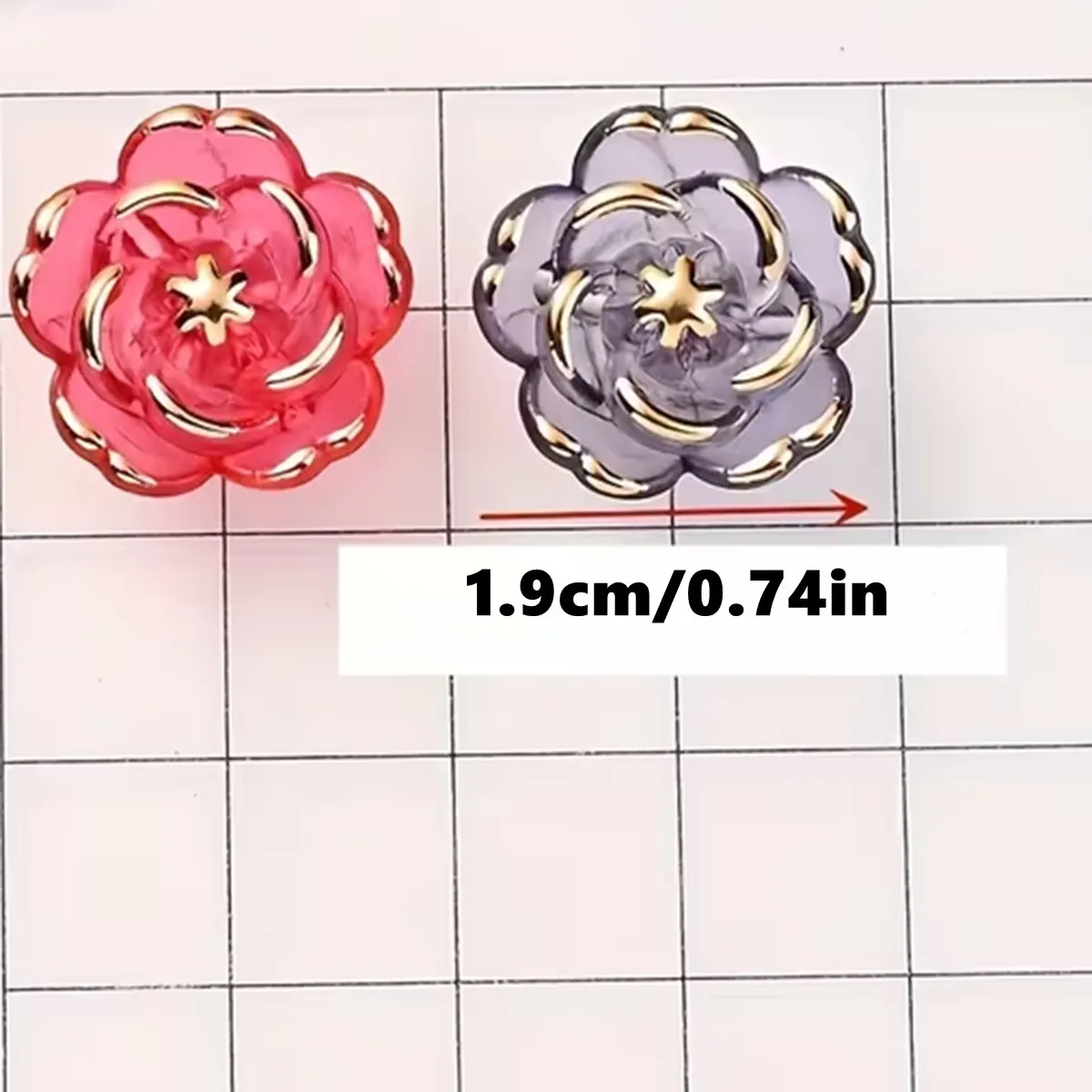 19mm 21pcs Big Size Rose Beads Transparent Edge Acrylic Flower Beads For DIY Making