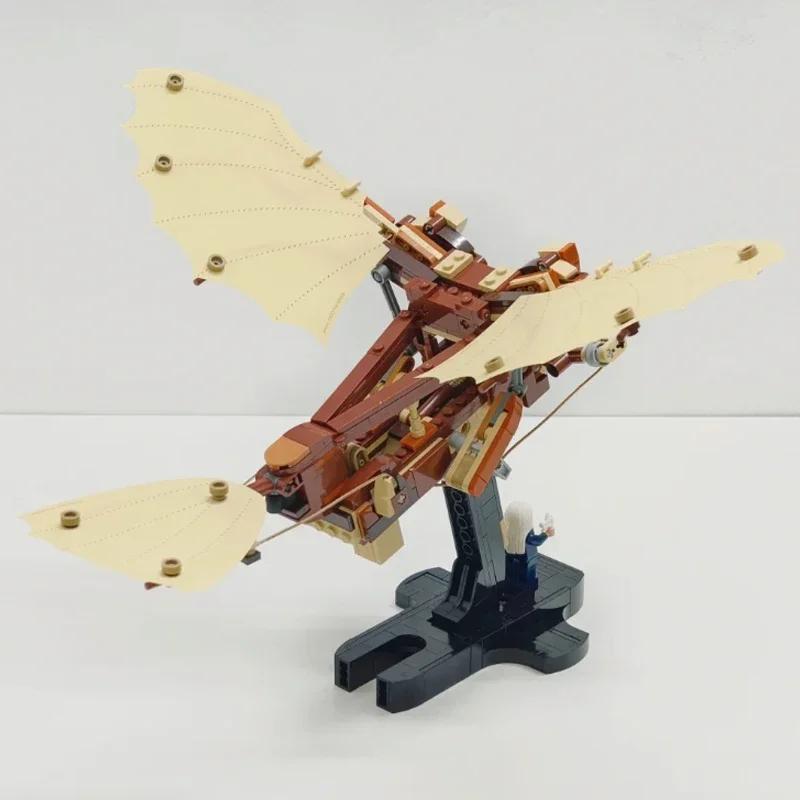 

2025 new mechanical kit creative Da Vinci aircraft model kit building blocks 493pcs Halloween decoration gifts