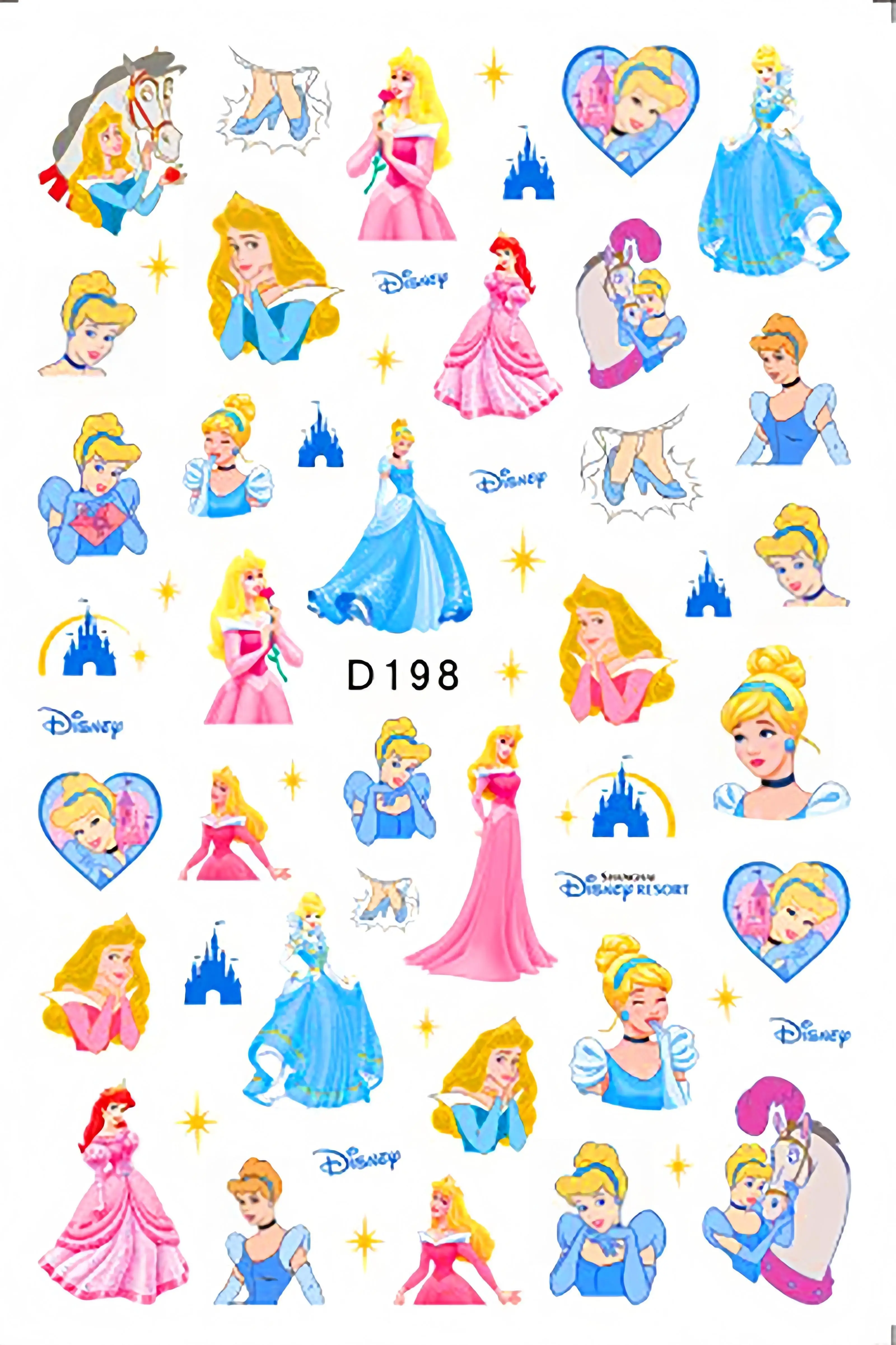 Autocollants de princesse de dessin animé Disney, autocollants de princesse de sirène blanche-neige, jouets classiques, accessoires cancers, 1PC