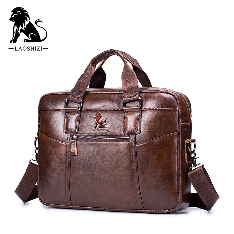 

New Genuine leather men's business computer bag vintage Briefcase fashion messenger s man shoulder postman male Hands