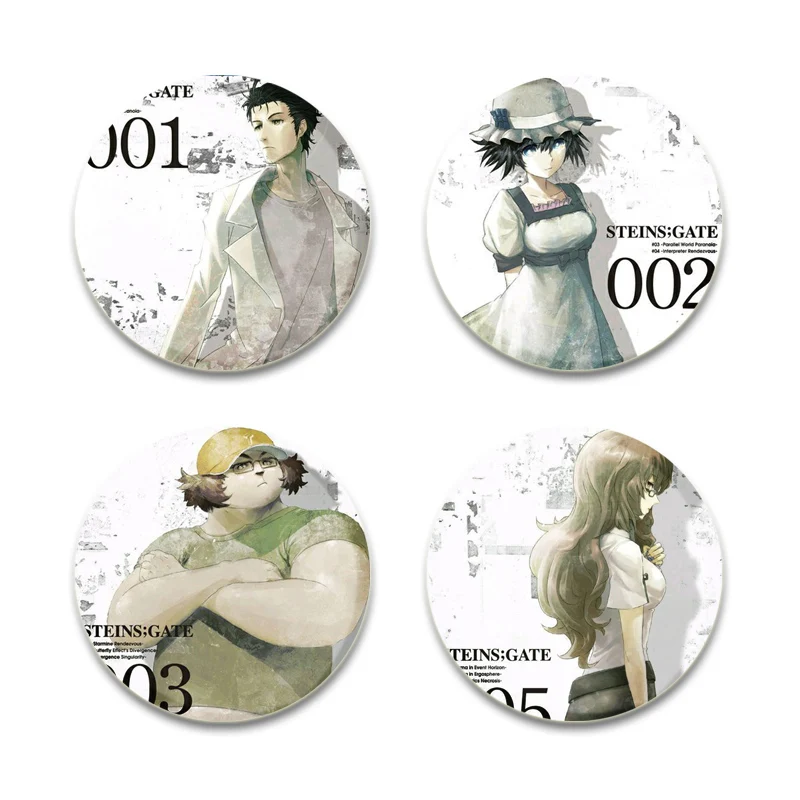 Steins;Gate Anime Brooches HD Print Pins Okabe Rintarou(Hououin Kyoma)/Makise Kurisu/Shiina Mayuri Badge Accessories Gifts