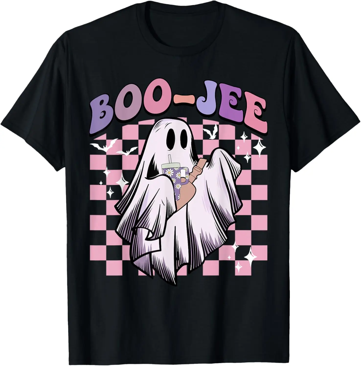 Boo Jee Funny Ghost Groovy Happy Halloween Spooky Season T-Shirt