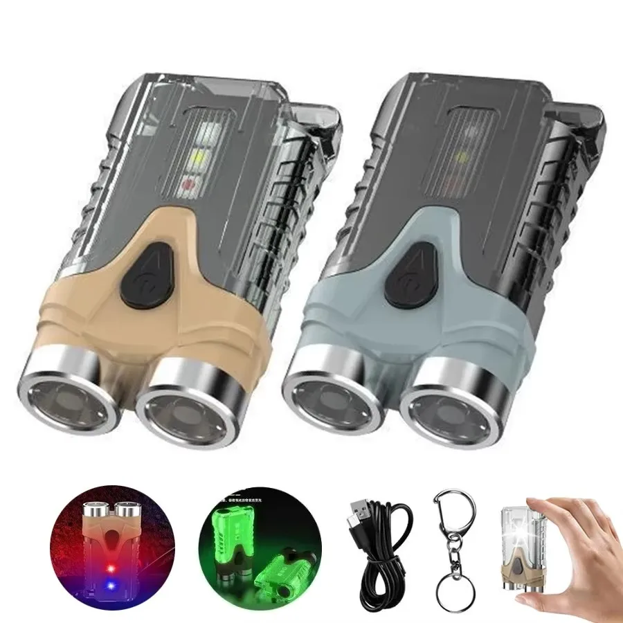 1000 LM EDC المفاتيح مصباح يدوي USB-C قابلة للشحن المغناطيسي ضوء العمل مع 7 طرق IP65 مقاوم للماء الشعلة للتخييم في حالات الطوارئ