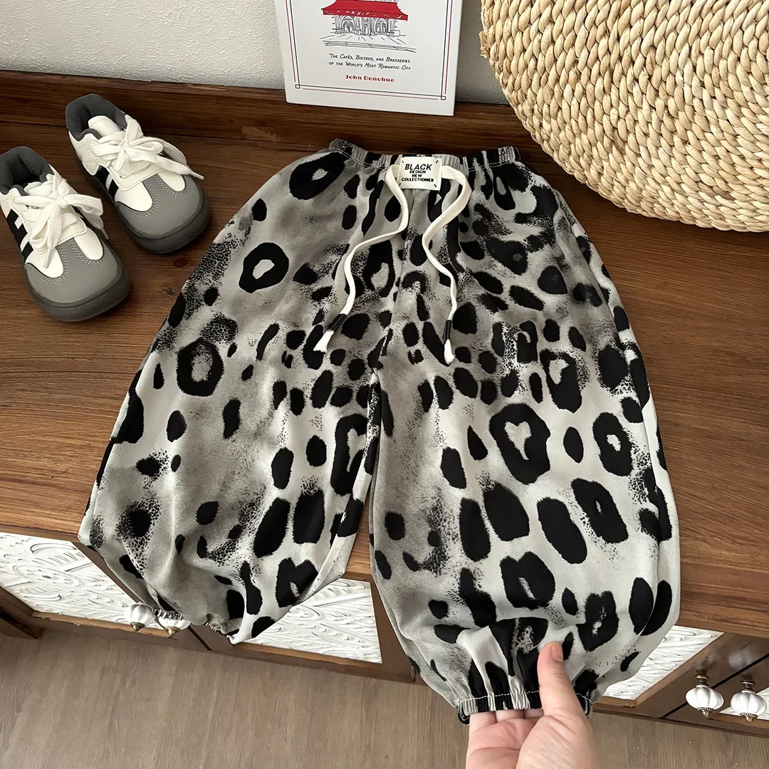 

New 2025 Kids Summer Thin Ethnic Print Anti-mosquito Bloomers Baby Boys Girls Loose Pants Children's Casual Breathable Trousers