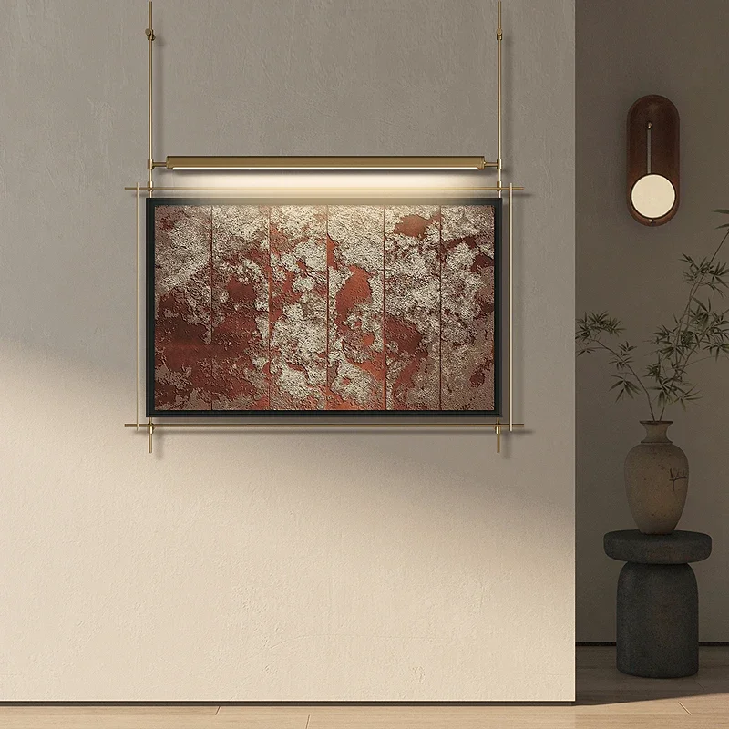 

French Chinese style entrance metal pole decorative painting wall hanging living room sofa dining room atmosphere decorative