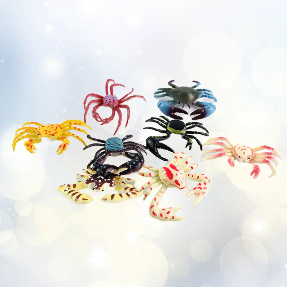 

8Pcs Simulation Crab Plastic Set for Kids Educational Sea Animal Cognition Learning Sea Animal Model