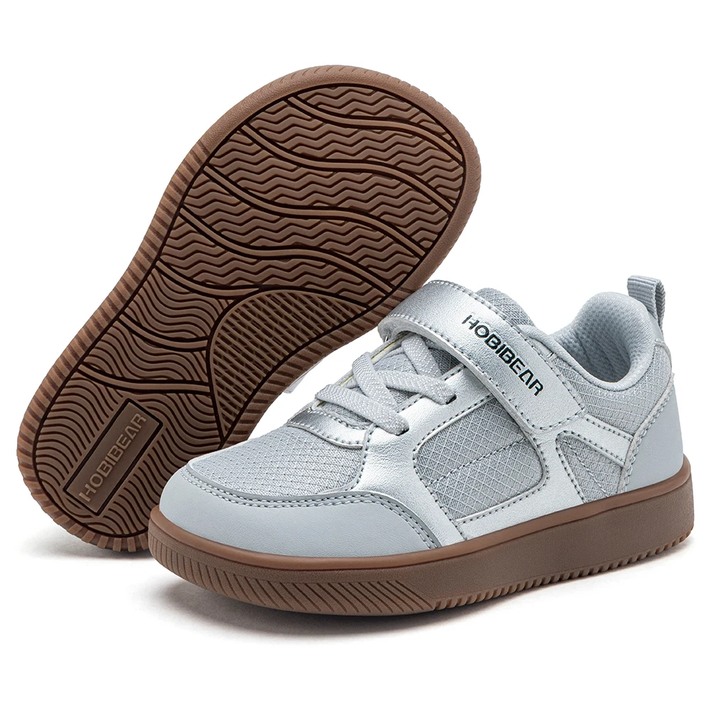 HOBIBEAR Kleinkinder-Schuhe mit breiter Zehenpartie, Klettverschluss, minimalistische Turnschuhe, leichte Wanderschuhe aus Kunstleder und Mesh – Detail 2