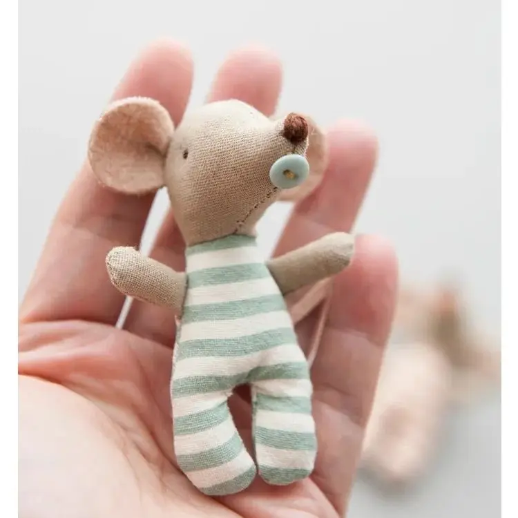 Handmade Triplets Baby Mouse Plush Toy Miniature Toys for Dollhouse Mini Mice Plushies