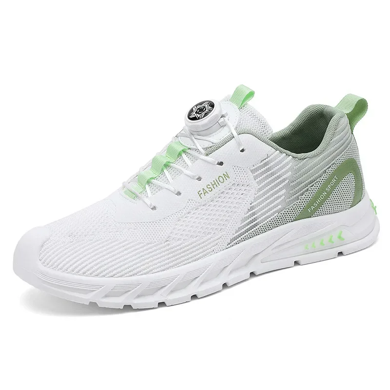 Scarpe da corsa casual in mesh traspirante primaverile e autunnale da uomo con bottoni rotanti di lusso con suole morbide e scarpe sportive rialzate