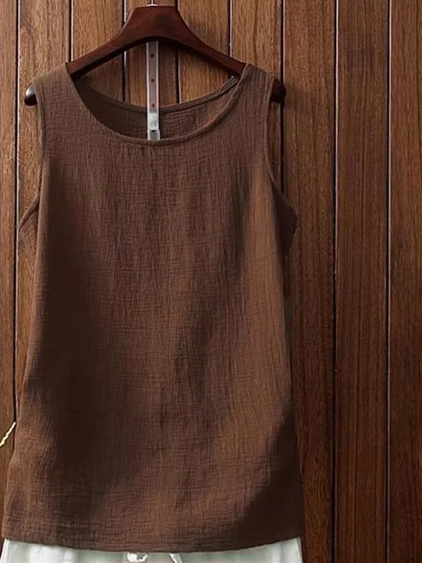 

plus Size Cotton Linen Vest ex Summer Svel T-irt American Retro Trendy Brand Loose Fit round Ne Pullover Sweat ...