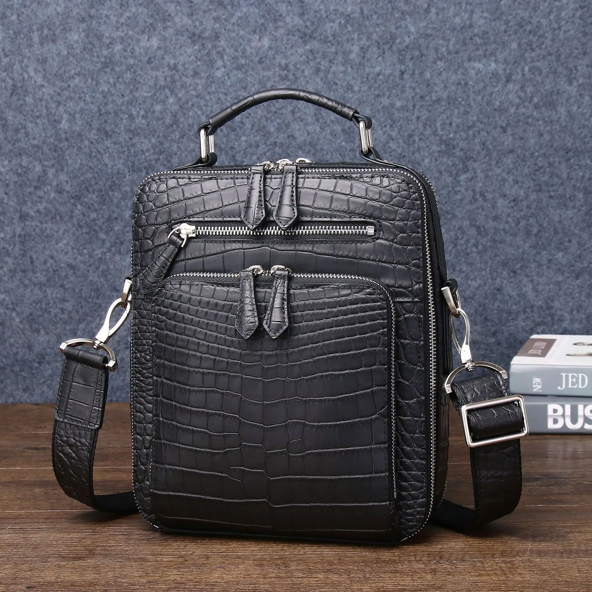 2024 New Crocodile Belly Pattern Shoulder Diagonal Straddle Fashion Box High End Men's Bag кожа портфель сумка мужская кожаная