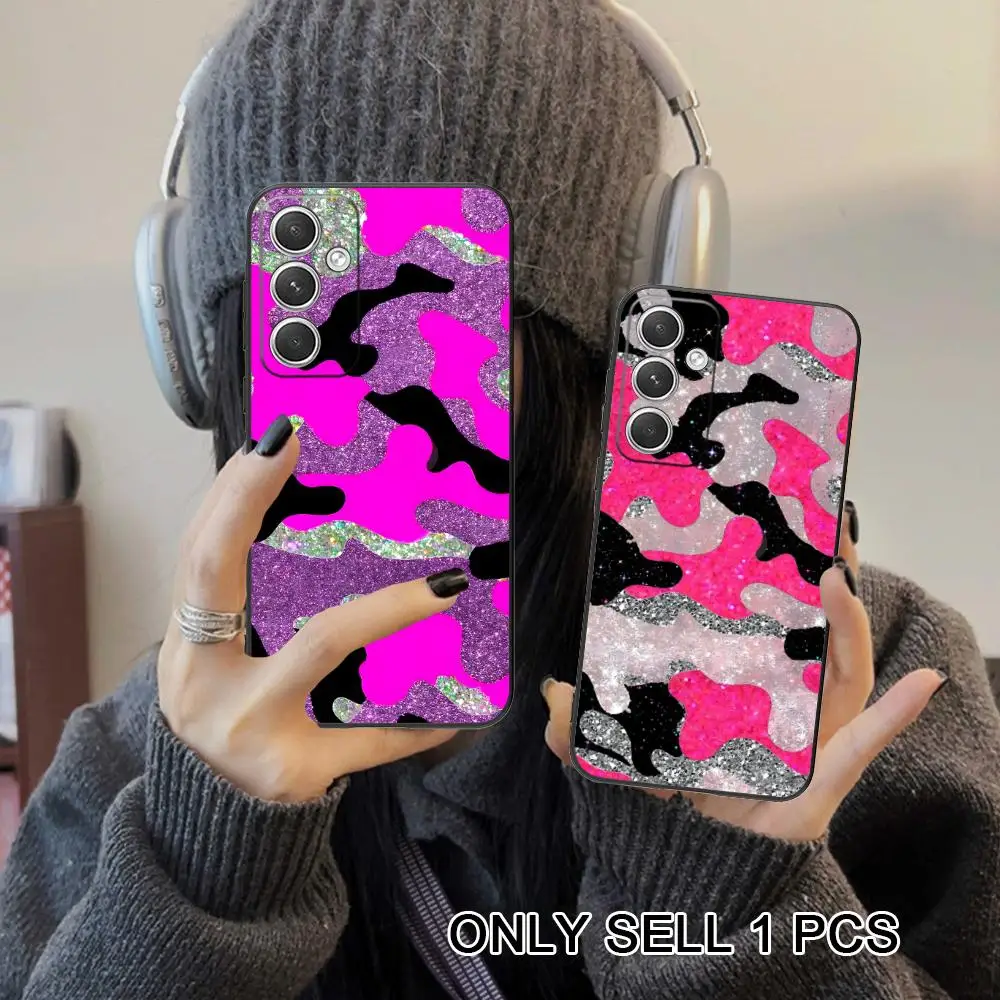 Shining Bling Camouflage Phone Case for Samsung Galaxy S26 S25 S24 S23 S22 S21 S20 Note20 Plus FE Ultra Soft Shockproof Cover