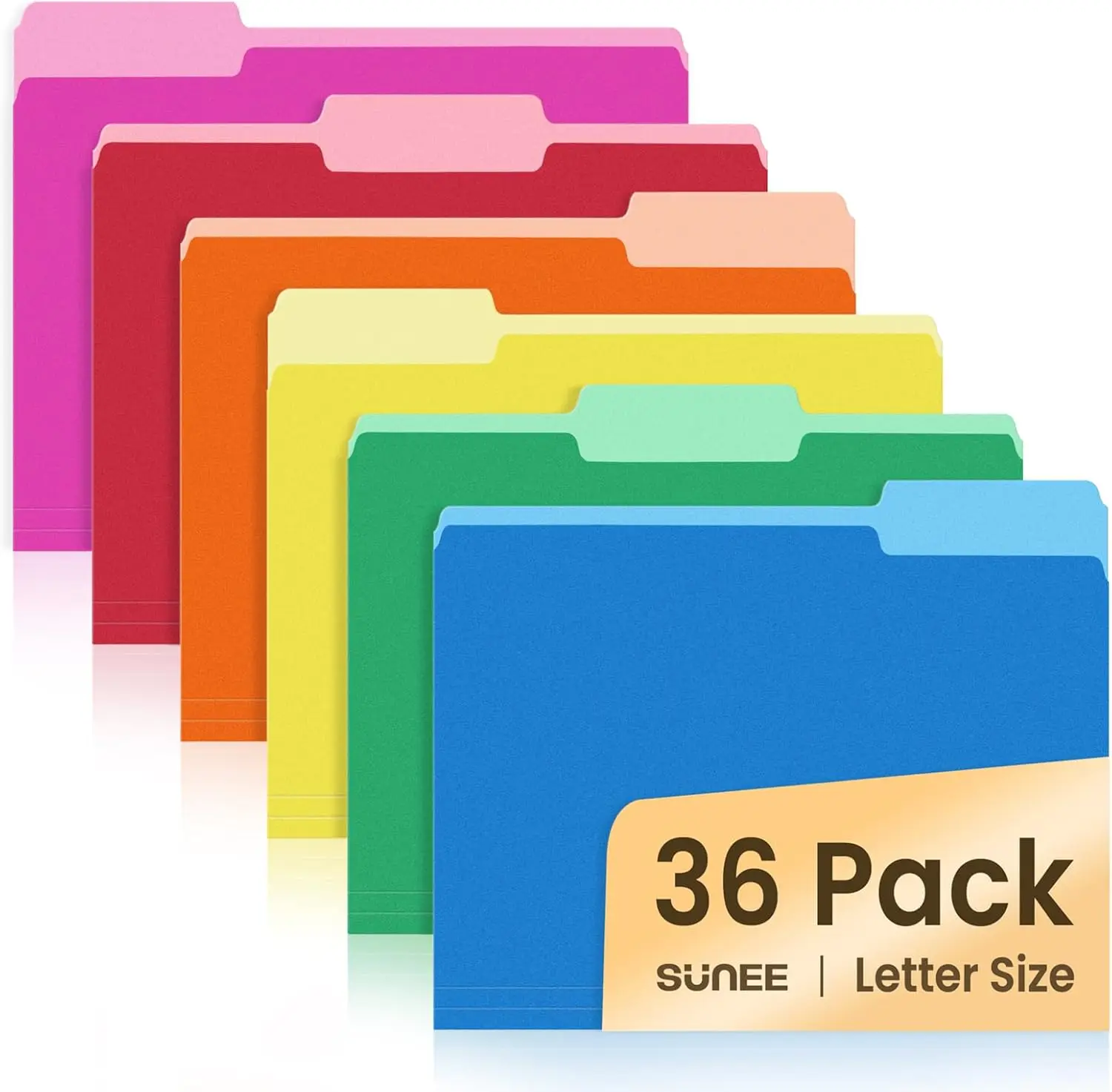 

36 Pack Manila Folders, 8.5 x 11, Colored File Folders for Home Office School Supplies, 6 Assorted Colors