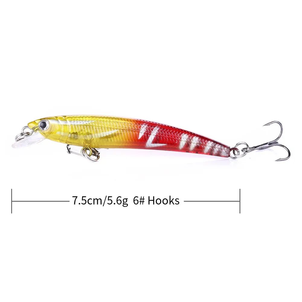 1pc 75mm 5.6g Minnow Fishing Lure Isca Artificial Hard Bait Trolling Wobblers on Pike Crankbait Pesca Carp Peche Tackle