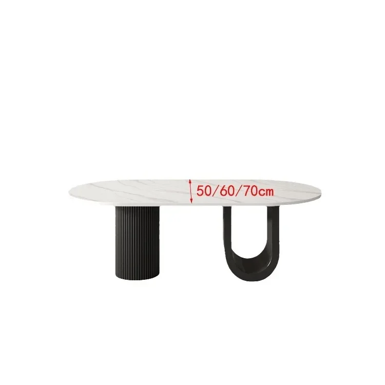 Italian minimalist small apartment high-end rock slab coffee table living room household  new oval cream wind