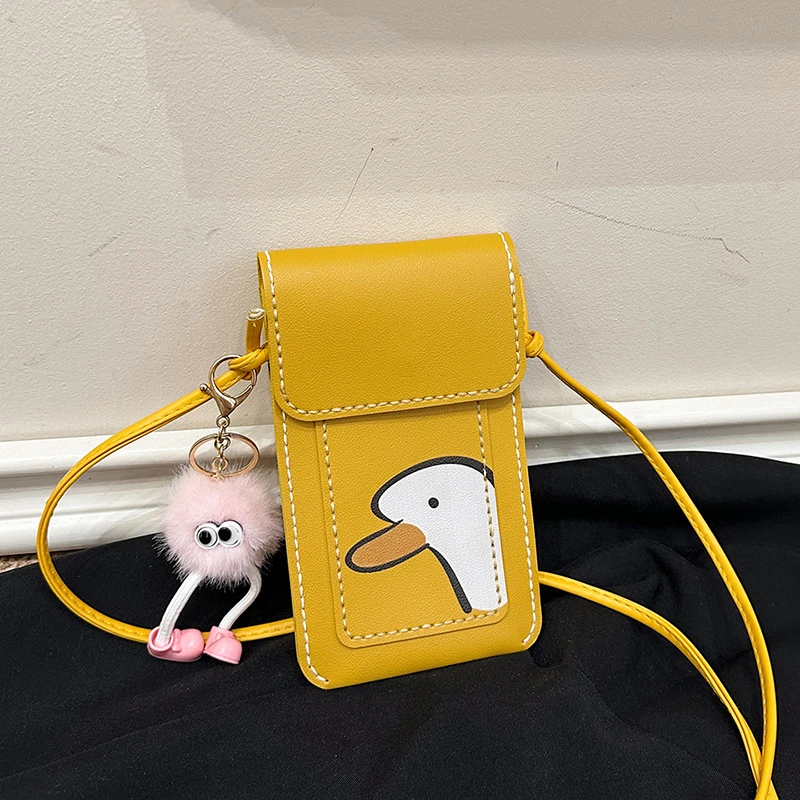 

Cute yellow Duck Phone Bag Purse Fashion Mini Crossbody Bag Lady Girls Pu Leather Flap Messenger Bag Pink Bolsas Cartoon Bag
