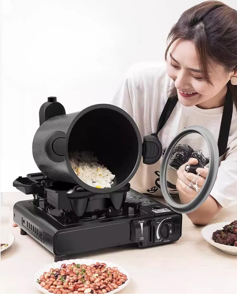 360 °   ماكينة طهي ذكية دوارة للاستخدام الخارجي والمنزلي ماكينة طهي أرز مقلي ماكينة صنع المكرونة المقلية
