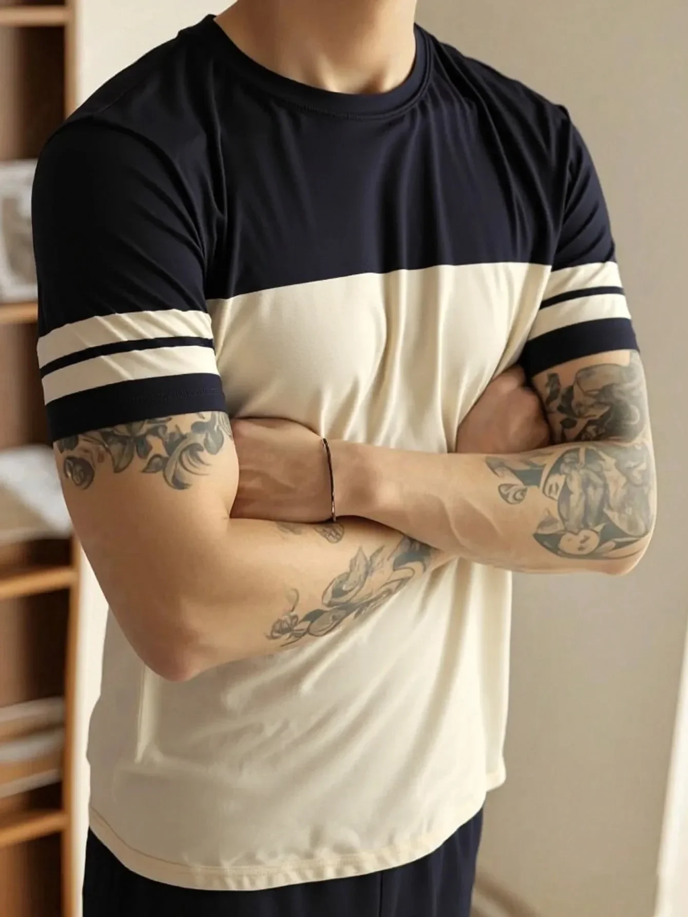 2026 Summer New Style Men's T-shirt Classic Stripe Printed Short Sleeve Summer Casual Tee Top Fashion Breathable Men's Clothing