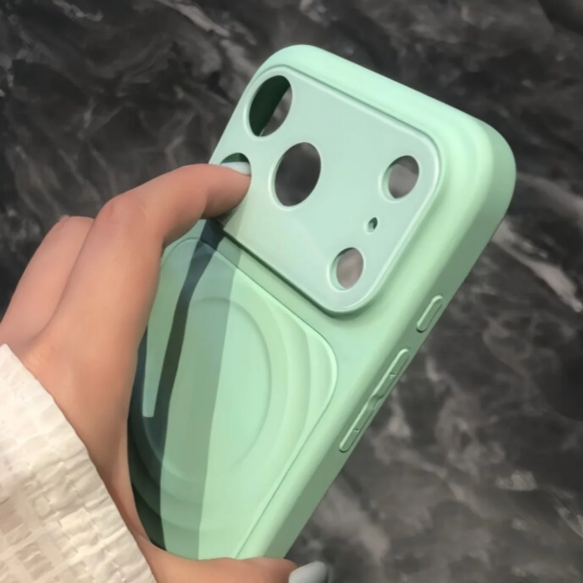 Luxury Wave Water Ripple Pattern Liquid Silicone Phone Case For iPhone 17 16 15 14 Pro Max Camera Large Window Shockproof Cover view 5