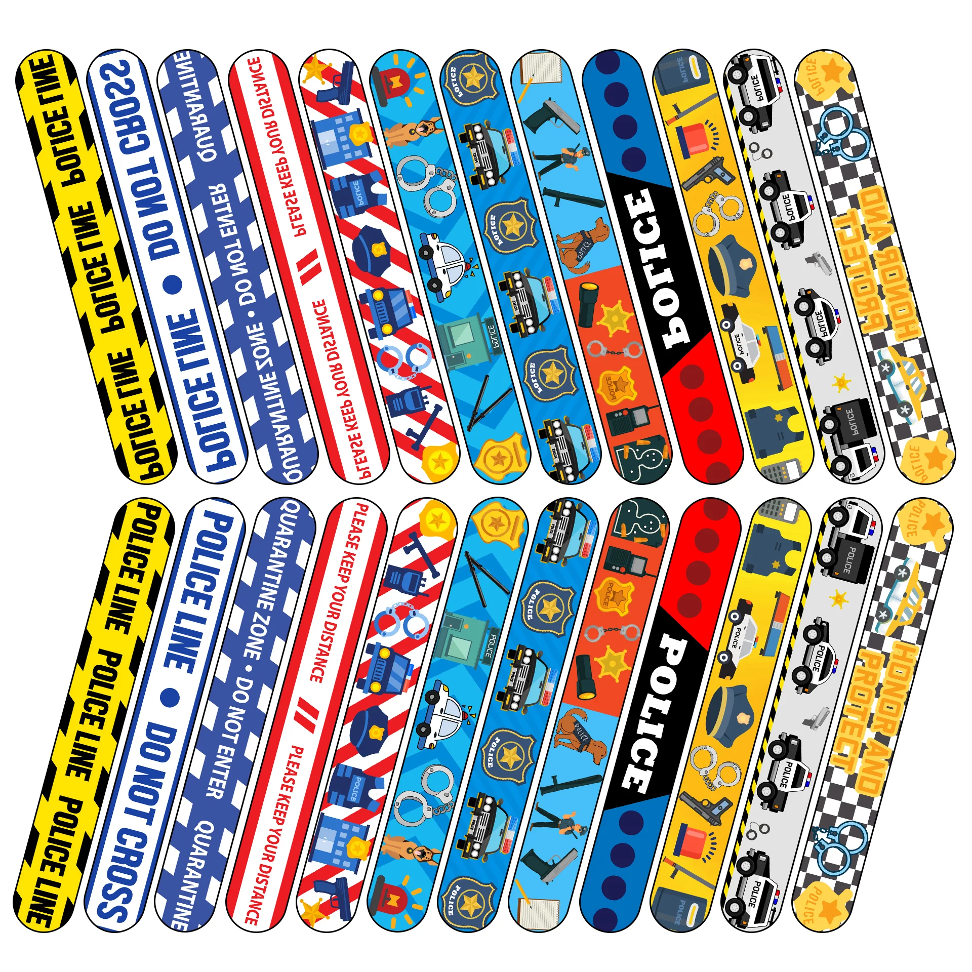 12Pcs Cartoon Vocation Police Theme Police Car Slap Bracelets Toys for Kids Birthday Baby Shower Party Favors School Gifts view 5