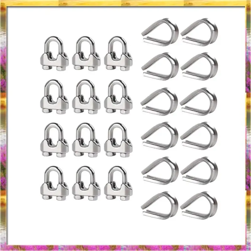 【AB07 Price 】Hanger 1/4 Inch M6 Wire Rope Cable Clamp Thimble Cable Clamp Kit For 1/4 Inch Wire Rope Cable Thimble Rigging,12 Se