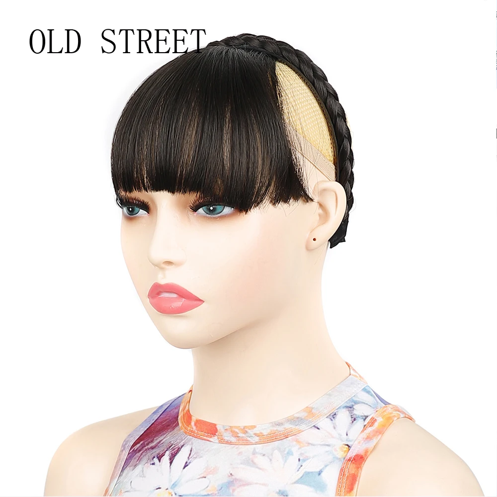 Handmade Synthetic Wig Headbands for Women And Girls Braided Styling Headwear with Bangs Hair Accessory Hoop