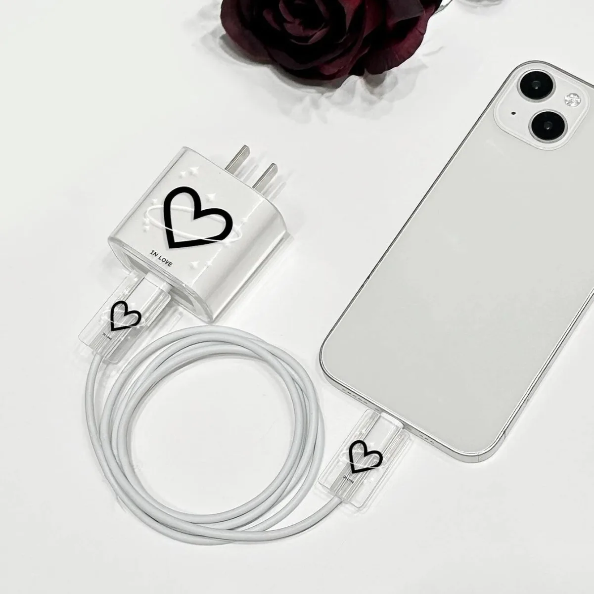 Osłona kabla danych w stylu Star Heart do Apple iphone 18 20 W Ładowarka amerykańska Szybka ładowarka Adapter Osłona ochronna Rękaw