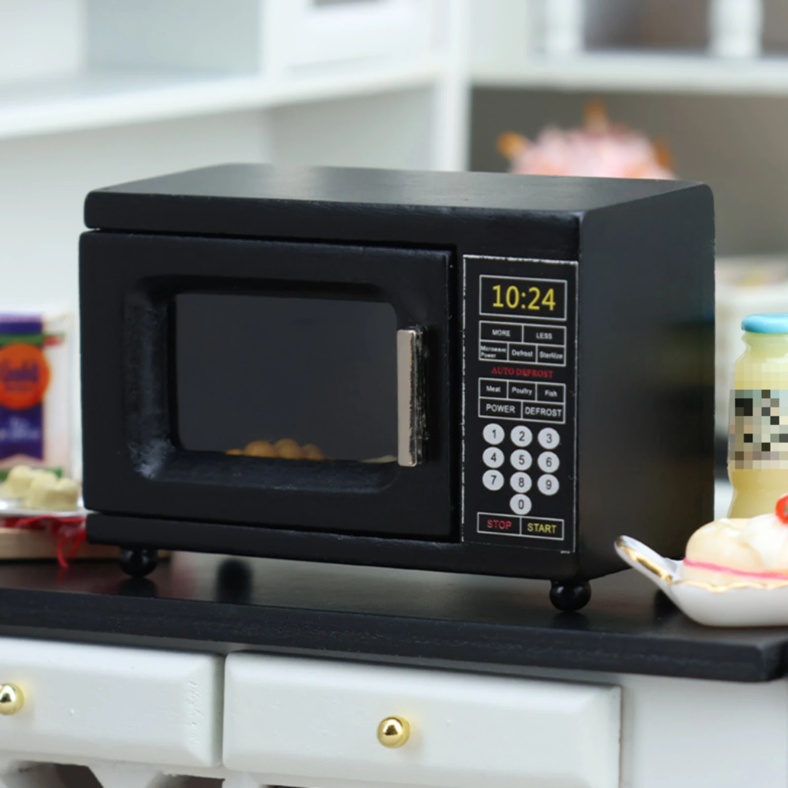 

1:12 Scale Microwave Control Panel Miniature Microwave Oven Dollhouse Appliance Digital Display Mini Kitchen Decor Realistic