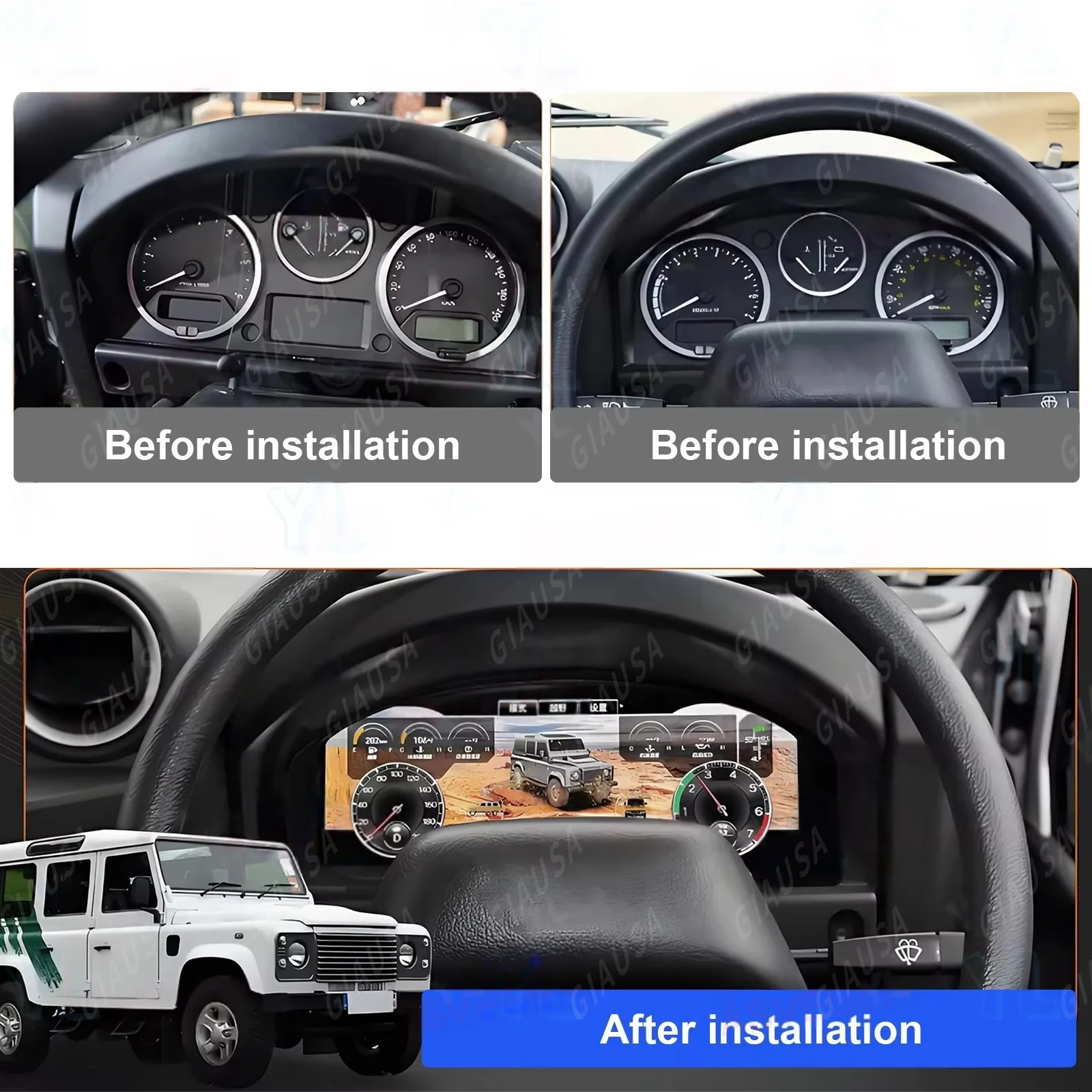 LCD Speedometer Car Dashboard For Land Rover Defender 2010- 2015 2016 Digital Cluster Virtual Cockpit Instrument Display Panel