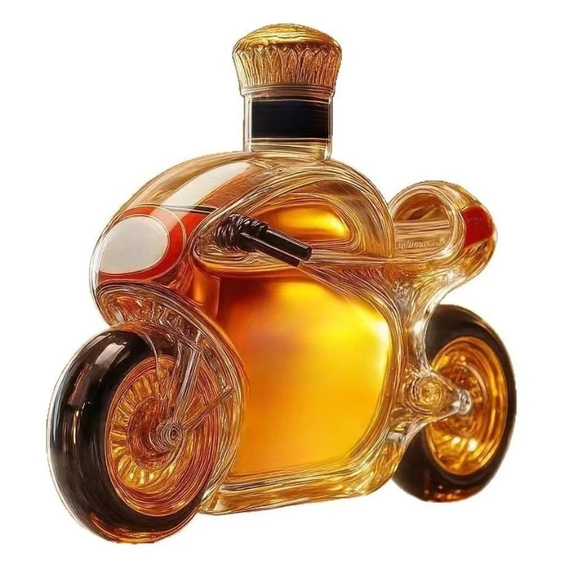 Handsome Motorcycle Shape Transparent Glass Whiskey Empty Bottle Bar Display Decanter Home Decoration Cocktail Storage Gift Set