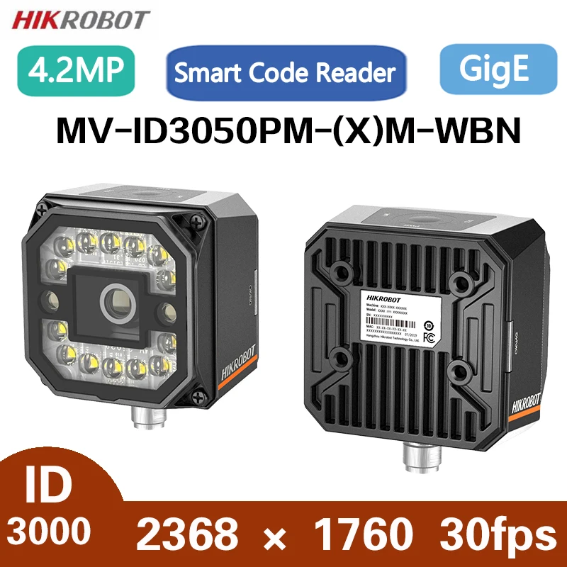 

HikRobot MV-ID3050PM-(X)M-WBN 4.2MP Industrial Smart Code Reader 8mm 12mm 16mm 25mm White Lighting