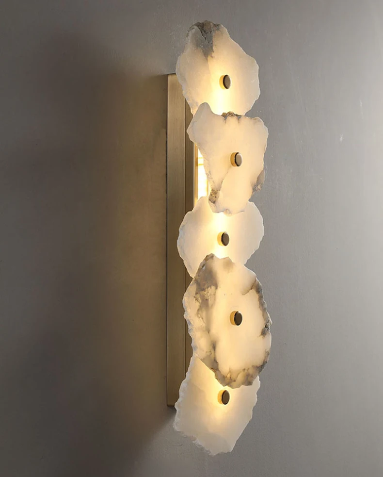 Natural Marble LED Wall Lamp Copper Novelty Lighting Sconce