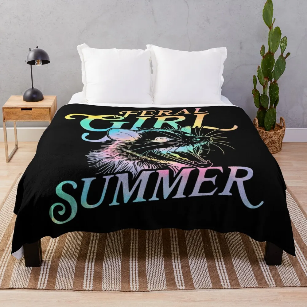 Women Girl Feral Girl Summer Funny Throw Blanket Decorative Sofa Soft Decoratives Blankets