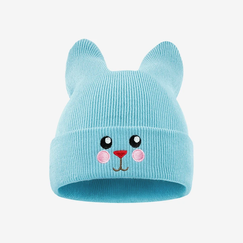 Soft Cat Ear Kids Beanie Cat Face Embroidery 1-3 Years Toddler Knitted Hat Casual Daily Outdoor Activity Headwear view 5