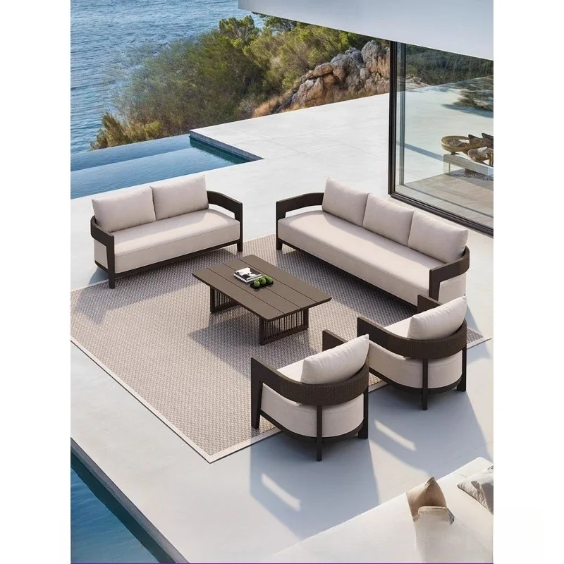 Purple leaf outdoor sofa combination, terrace garden sun room, villa courtyard outdoor aluminum alloy sofa chair
