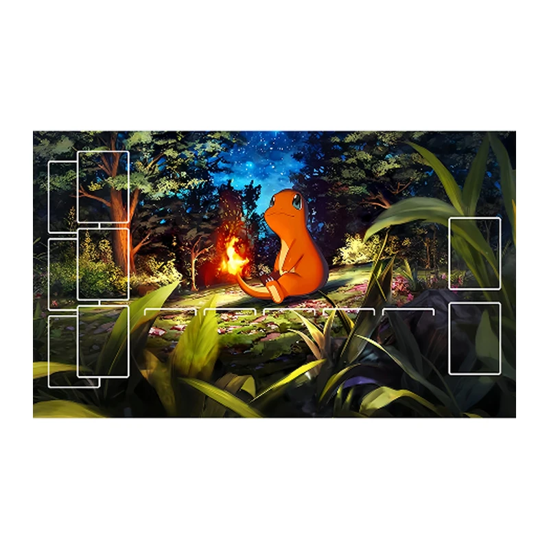 600X350X2Mm Diy Ptcg Charmander Bulbasaur tarjeta estera de batalla Squirtle jugador individual juego de mesa tarjeta Duel placa estera de batalla juguetes de regalo