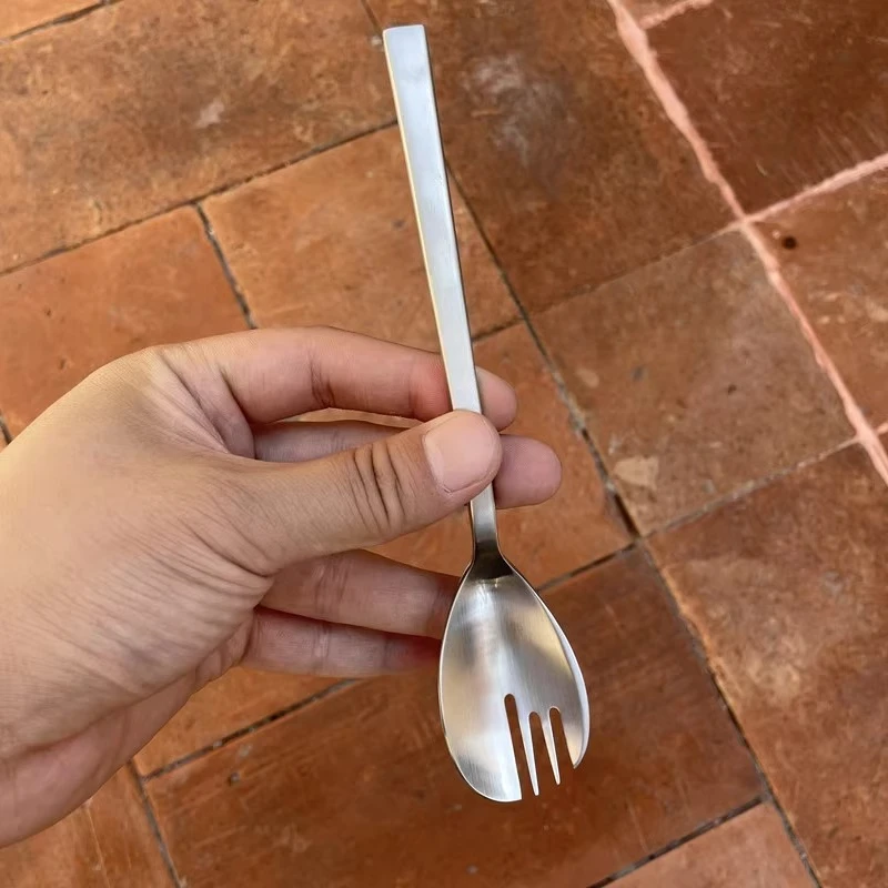 Stainless Steel Watermelon Spoon Household Kitchen Tableware Creative Integrated Type Spoon and Fork Dual-purpose Toothed Spoon