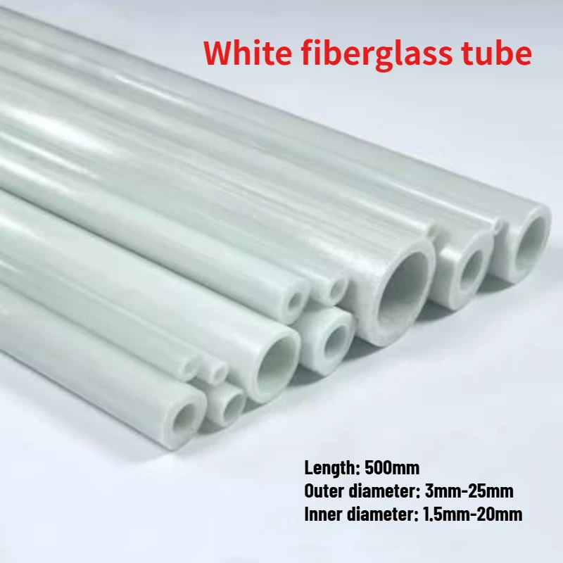 2/4/10Pcs White Fiberglass Tube OD 3mm-25mm High-Strength and High-Quality Insulated Hollow Fiberglass Rigid Pipe Length 500mm