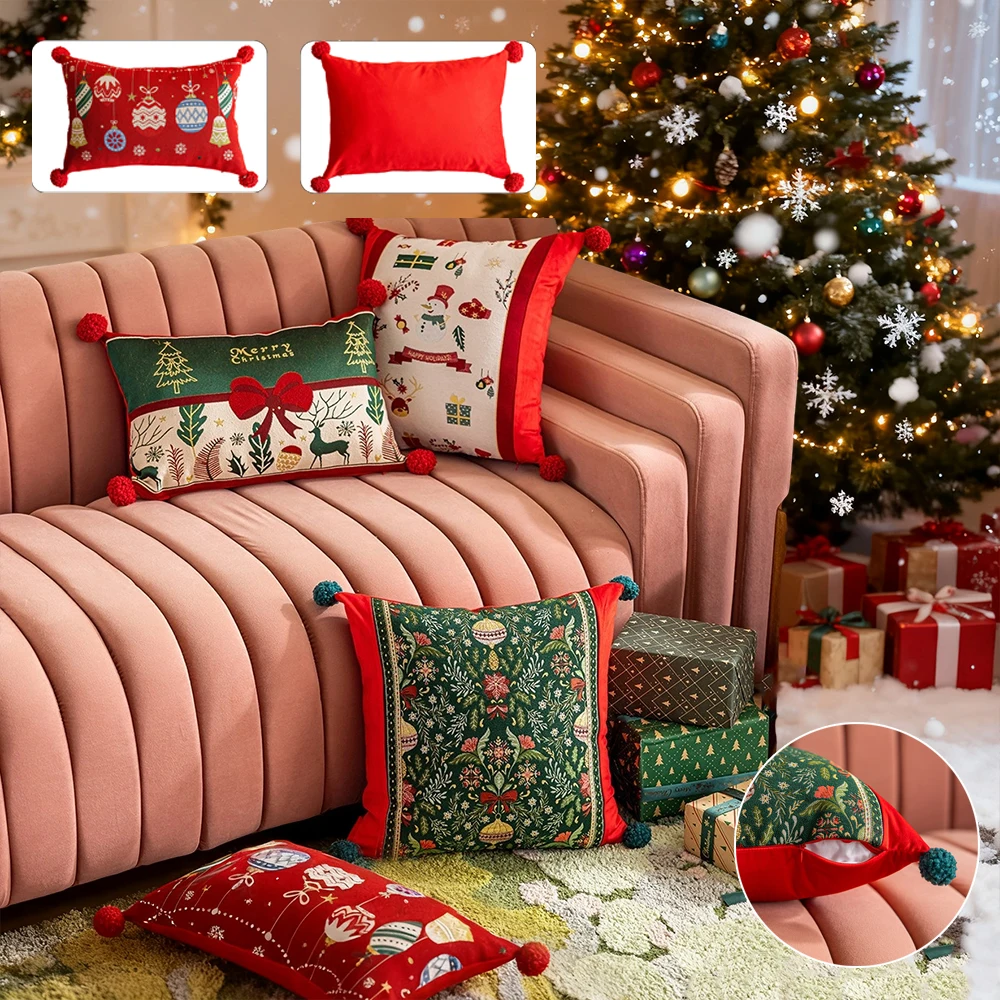 

Cushion Cover 45x45 Christmas Tree Elk Pattern Soft Breathable Pillow Cover 30x50 Decorative Pillow Cases for Sofa Living Room