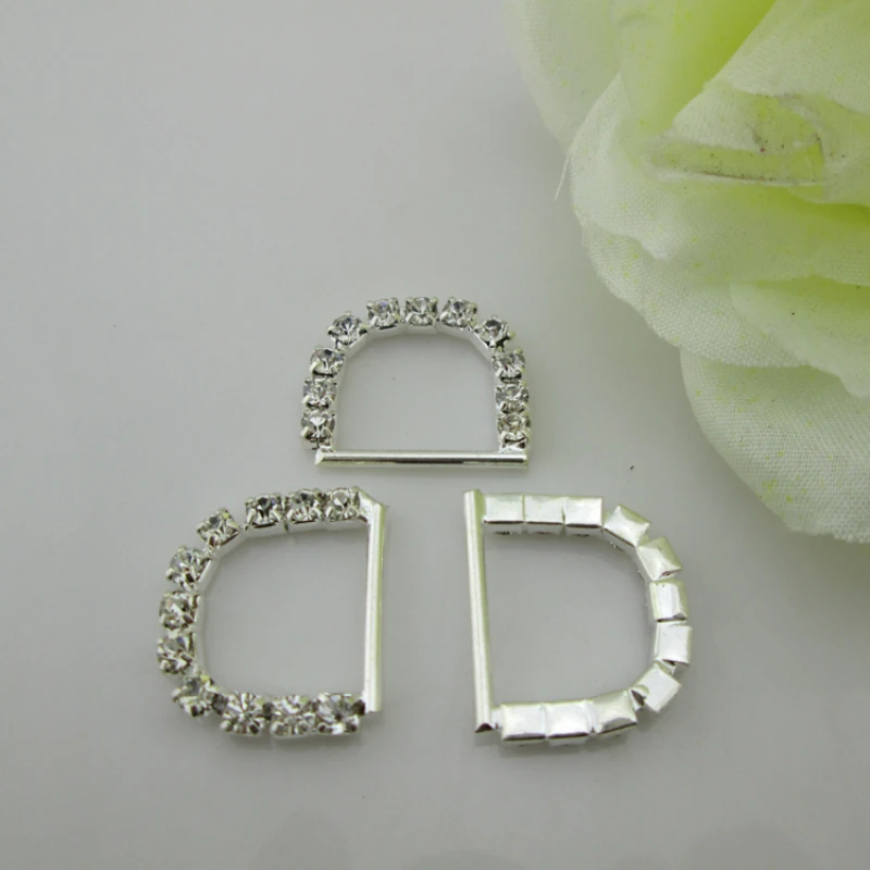 

100pcs Letter D Silver Rhinestone Buckle for Wedding Invitation Card Sewing Diy Supply